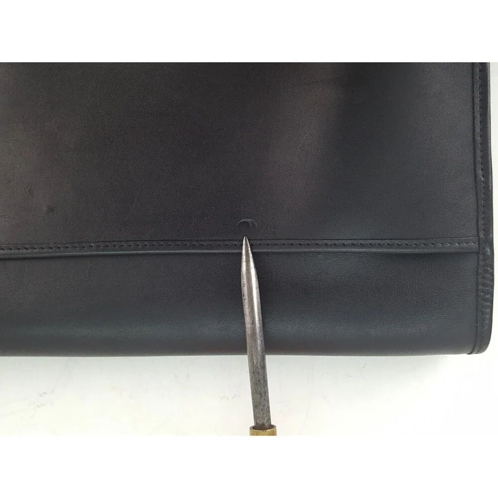 Shlesinger Style #S555D Black Leather Cowhide Underarm Flap Envelope Brief Bag